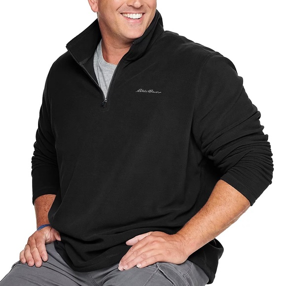 EDDIE BAUER Venture Sweatshirt Black Quarter Zip Fleece Pullover Jacket NWT - Picture 5 of 5